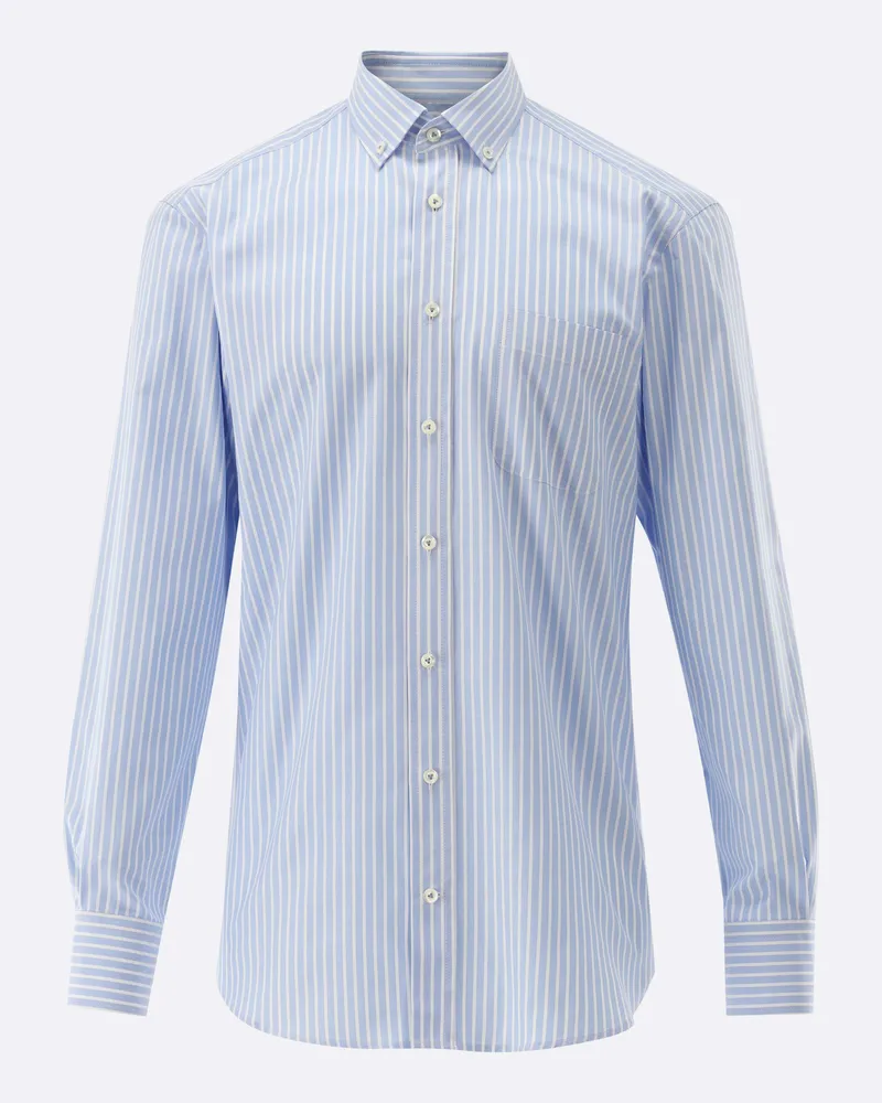 van Laack Dobby Hemd mit Button Down Kragen Comfort Fit Blau