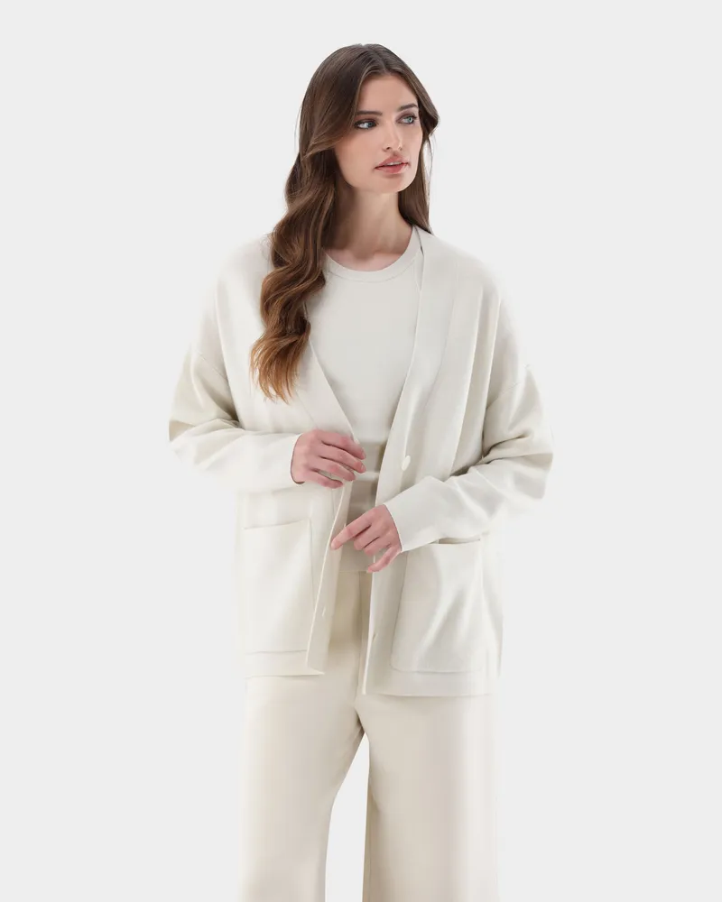 van Laack Oversize Cardigan mit Merino und Lame Bleichen:
