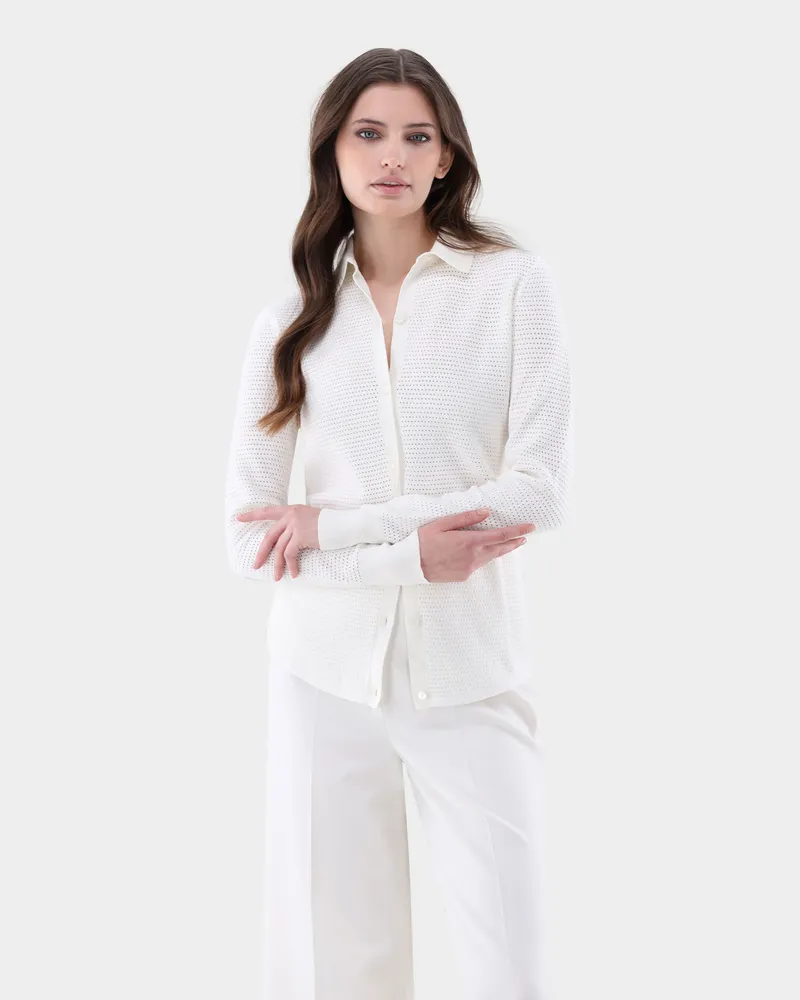 van Laack Bluse mit Retro Struktur aus Air Cotton Bleichen: