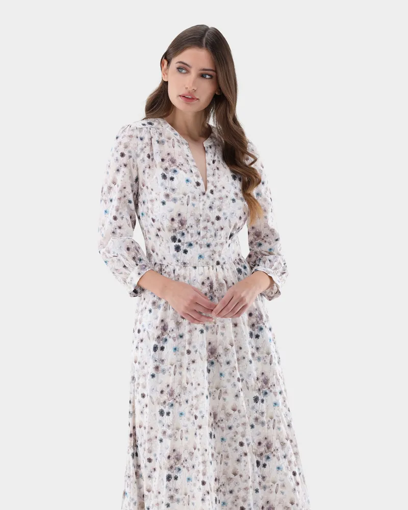 van Laack Maxikleid mit Blumenprint Beige