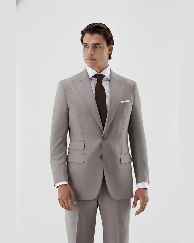 van Laack Sakko aus Schurwolle mit Spitzrevers Beige