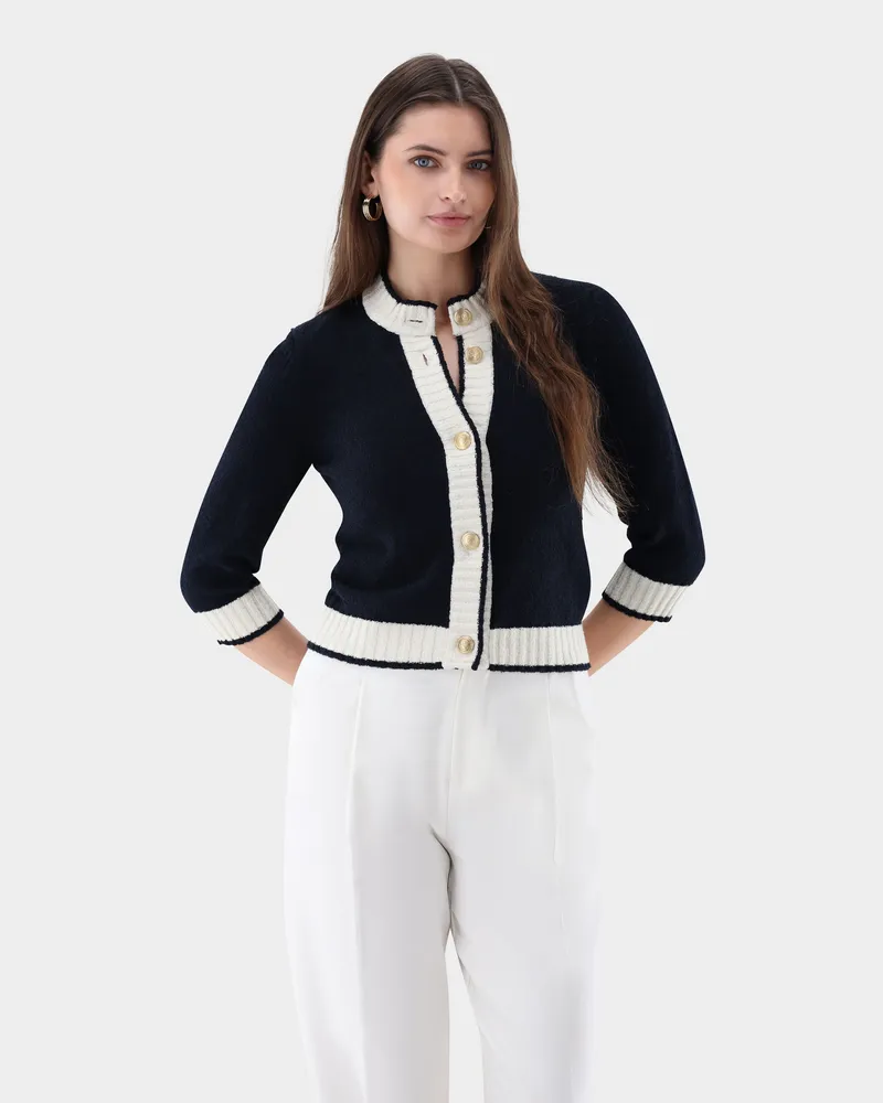 van Laack Strickjacke aus Bouclé-Strick Blau