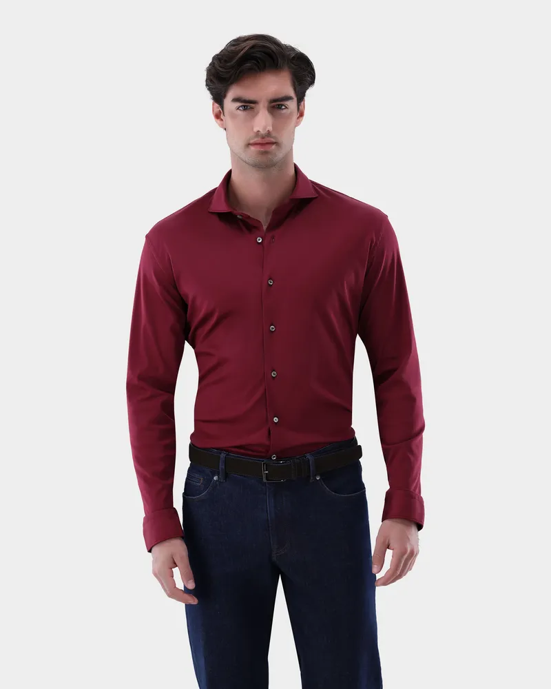 van Laack Jerseyhemd aus Schweizer Baumwolle Tailor Fit Rot