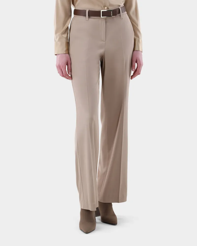 van Laack Hose mit weitem Bein und mittelhohem Bund Beige