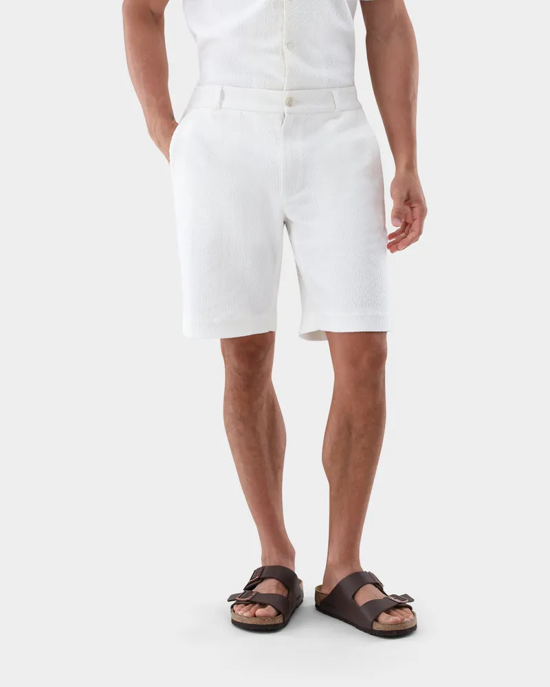 van Laack Shorts mit 3D-Struktur Cremefarben
