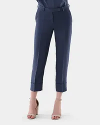 van Laack Leinenhose mit Umschlag Blau