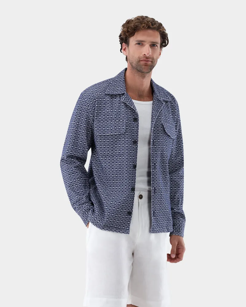 van Laack Hemdjacke mit 3D-Struktur Blau
