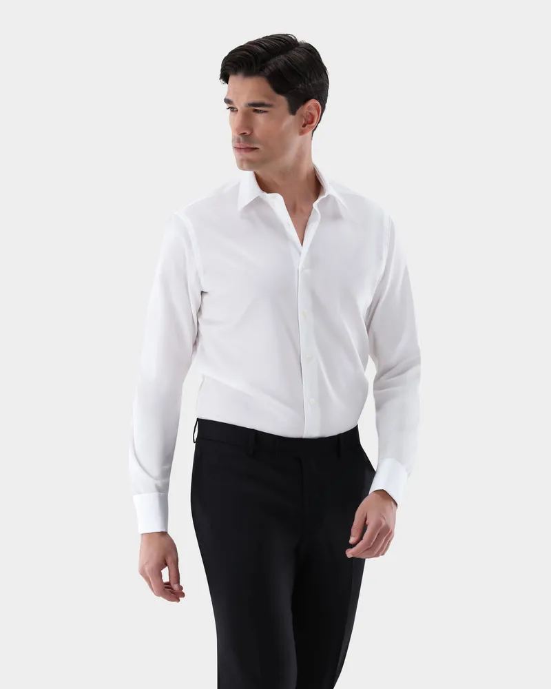 van Laack Bügelfreies Twill Hemd Slim Fit Weiß