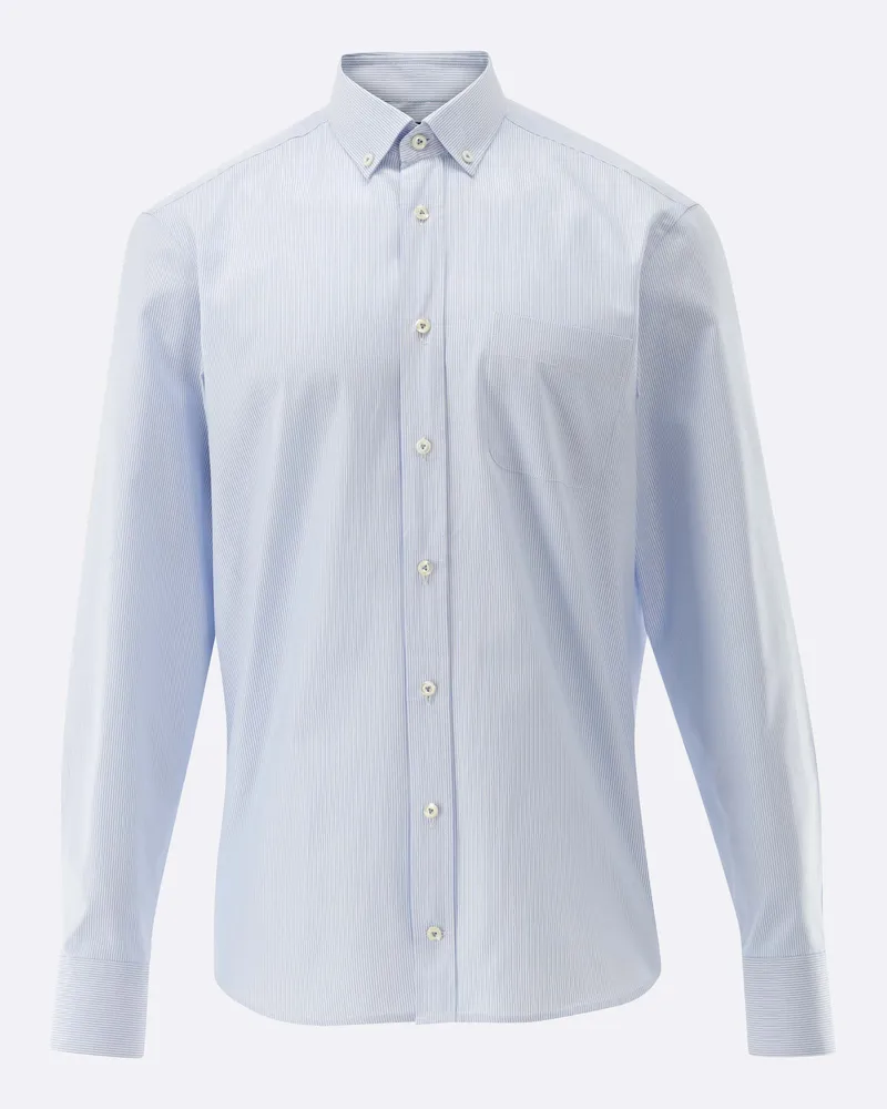 van Laack Dobby Hemd mit Button Down Kragen Tailor Fit Blau