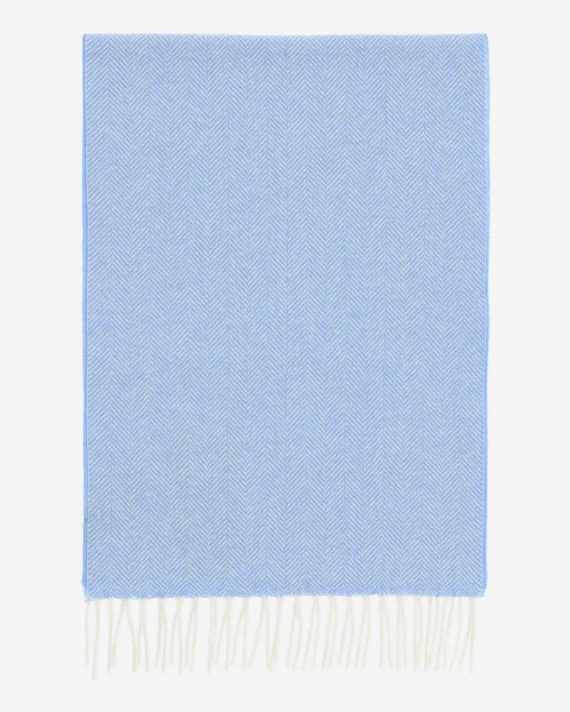 van Laack Schal aus Kaschmir mit Fischgratmuster Blau