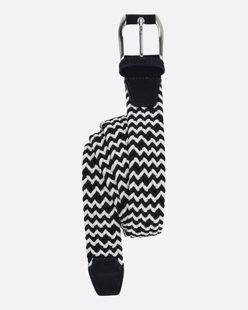 van Laack Flechtgürtel mit Lederspitzen Weiß