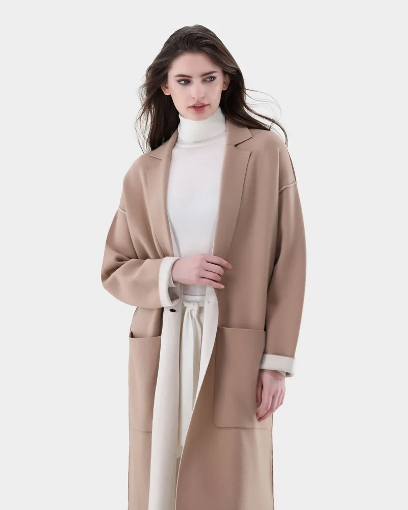 van Laack Mantel aus zweifarbigem Strick Beige