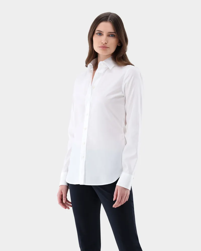 van Laack Hemdbluse aus Popeline Weiß