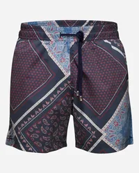 van Laack Badeshorts mit Patchwork Druck Blau