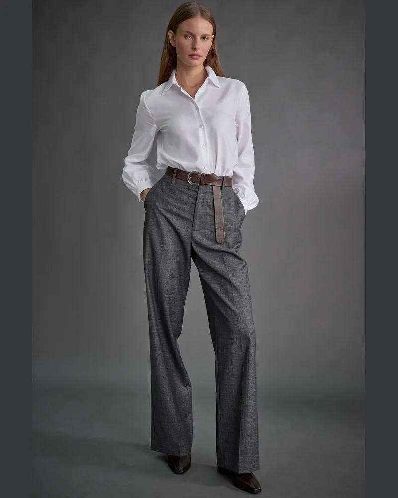van Laack Karierte Hose mit weitem Bein Grau
