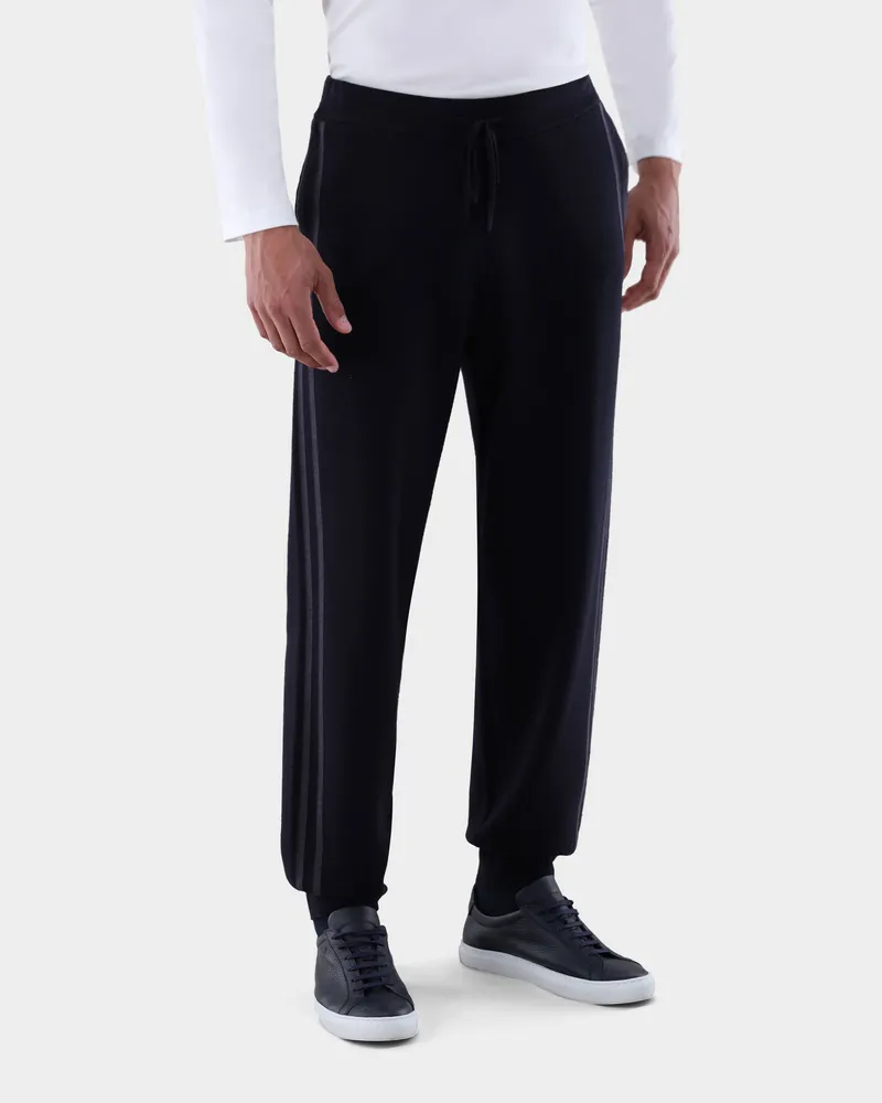van Laack Jogginhose mit Wolle und Seide Blau