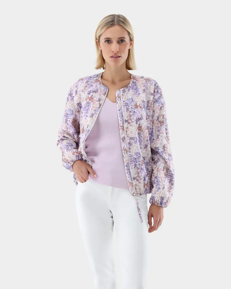 van Laack Blouson mit Reißverschluss und Blumen Druck Lila