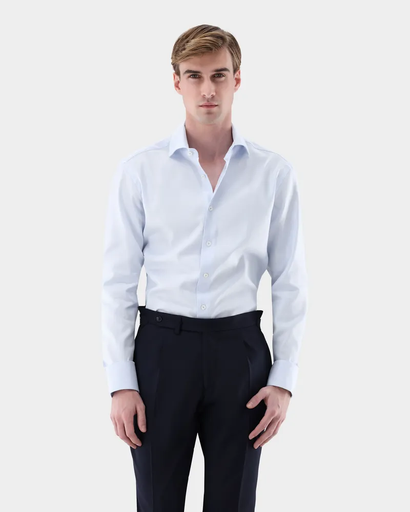 van Laack Natté Hemd mit Haifischkragen Tailor Fit Blau