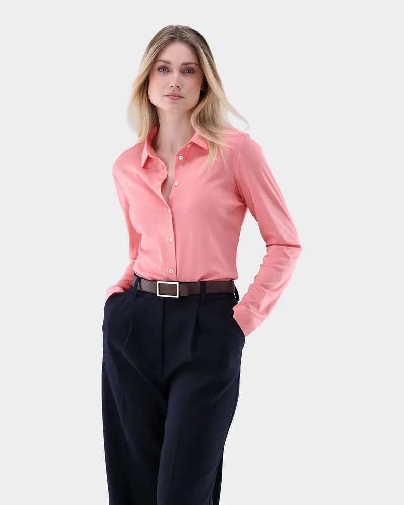 van Laack Hemdbluse aus Jersey tailliert Koralle