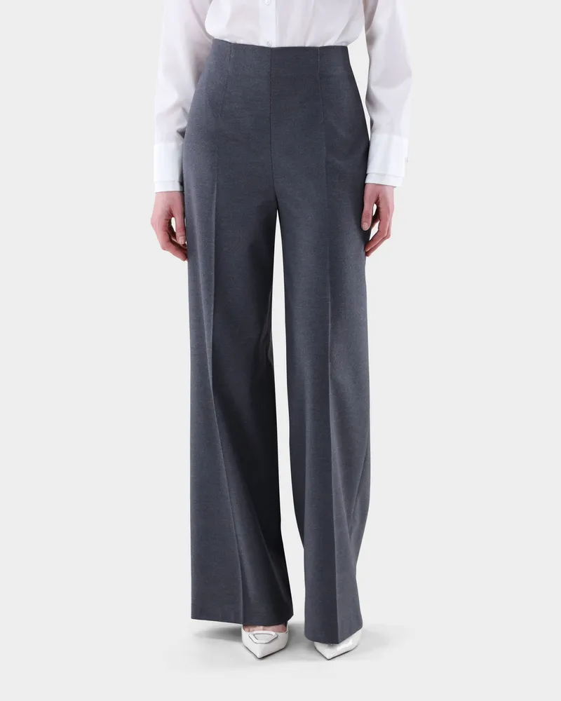 van Laack Hose mit weitem Bein und Bügelfalten Grau