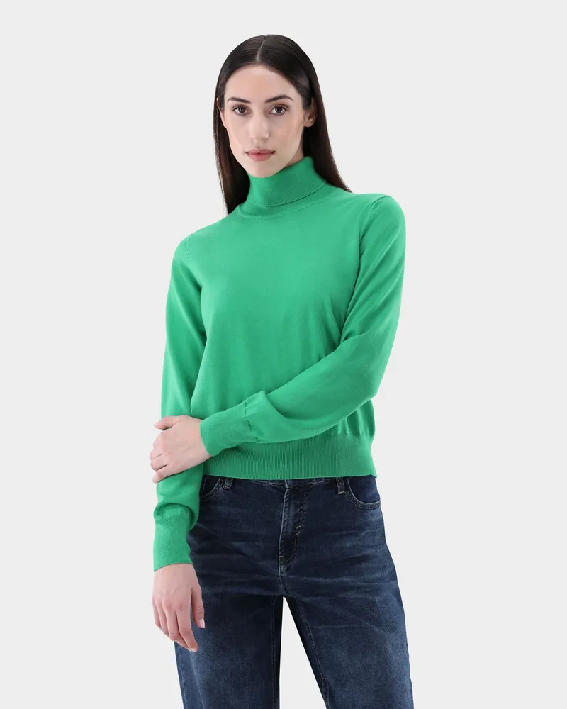 van Laack Rollkragenpullover aus Merzerisierter Merinowolle Grün