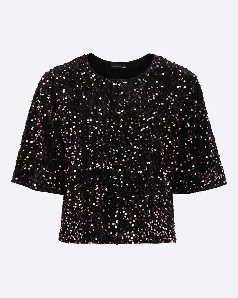 van Laack Top mit Pailletten Grau