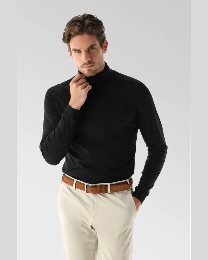 van Laack Rollkragenshirt aus Schweizer Baumwolljersey Schwarz