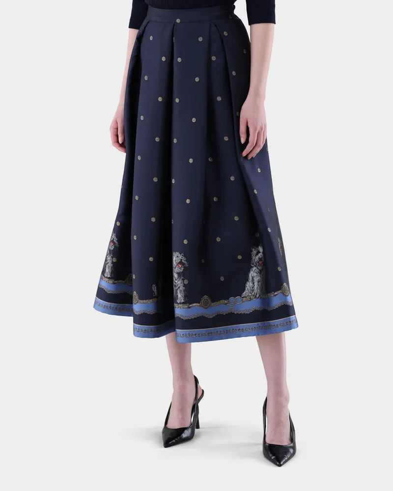 van Laack Midirock mit Jacquard-Druck Blau