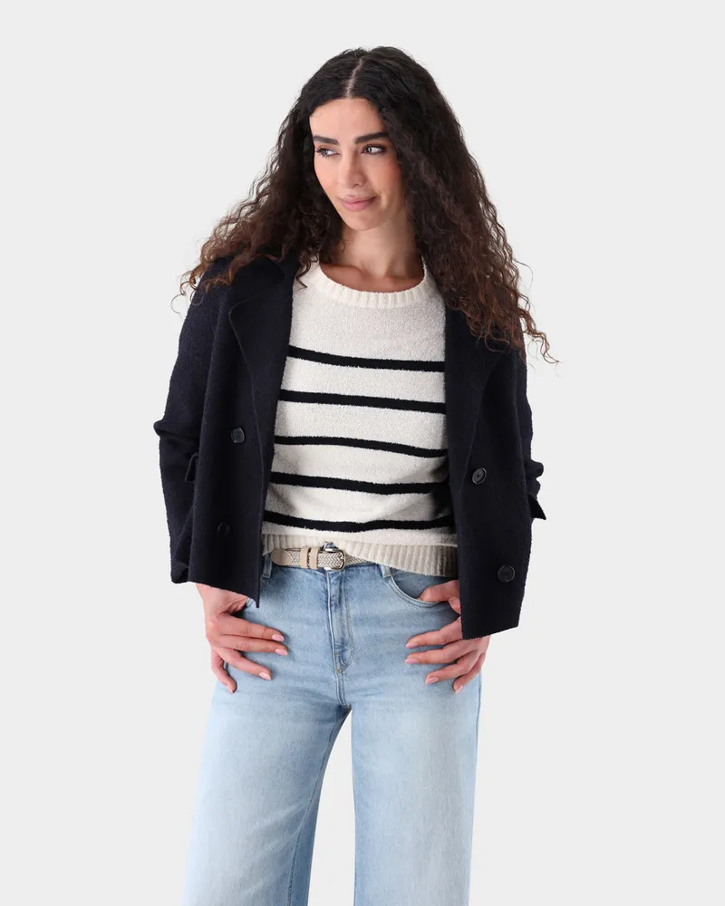 van Laack Cabanmantel aus Bouclé-Strick Blau