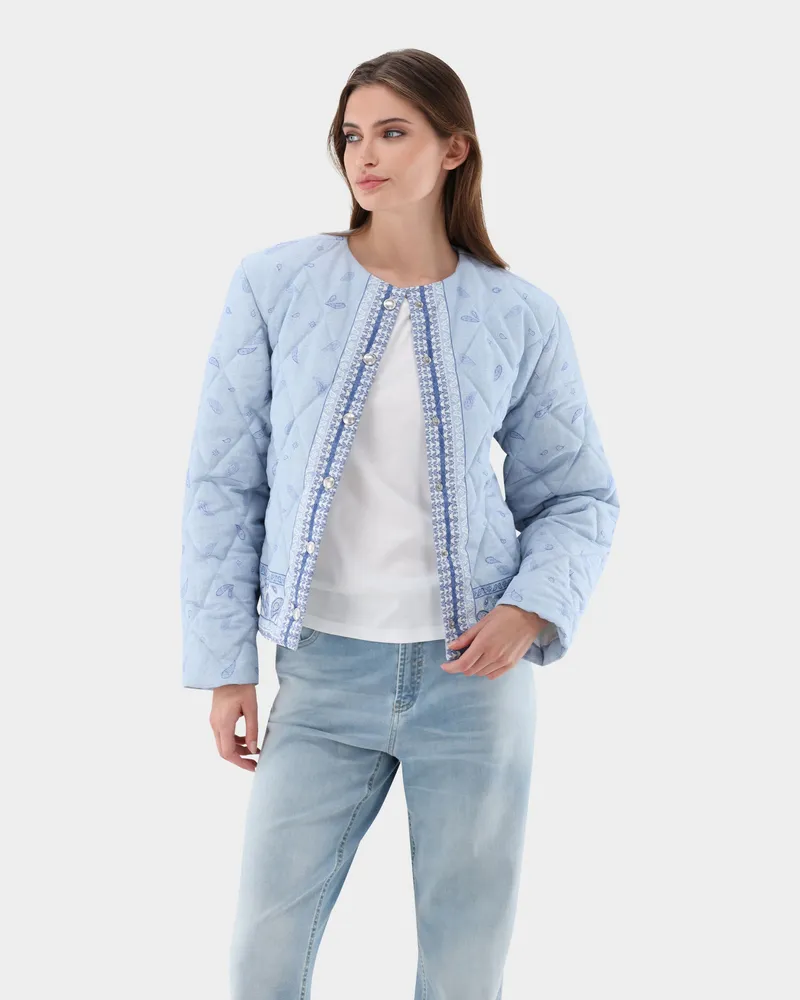 van Laack Steppjacke kurz geschnitten und mit Bandana Druck Blau