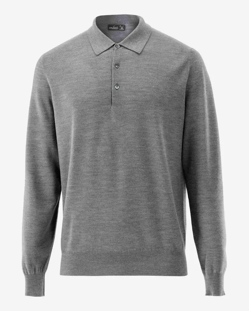 van Laack Poloshirt gestrickt mit Langarm Grau
