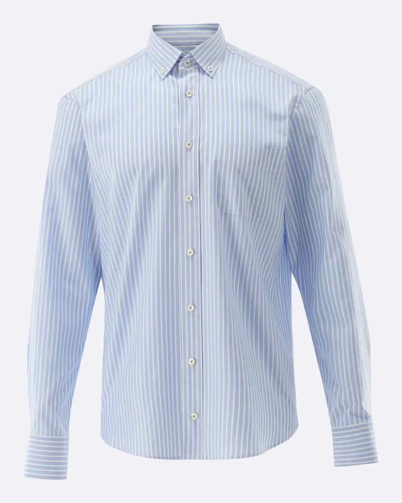 van Laack Dobby Hemd mit Button Down Kragen Tailor Fit Blau