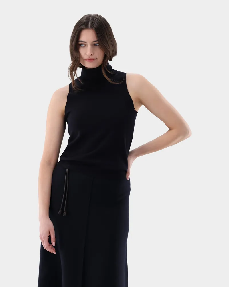 van Laack Ärmelloses Strick-Top mit Rollkragen Blau