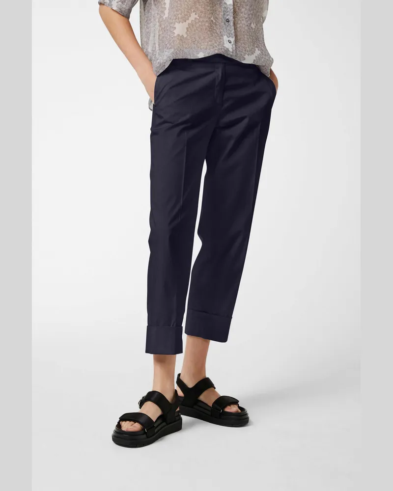 van Laack Cropped-Hose aus Baumwoll-Stretch mit  Papieroptik Blau Blau