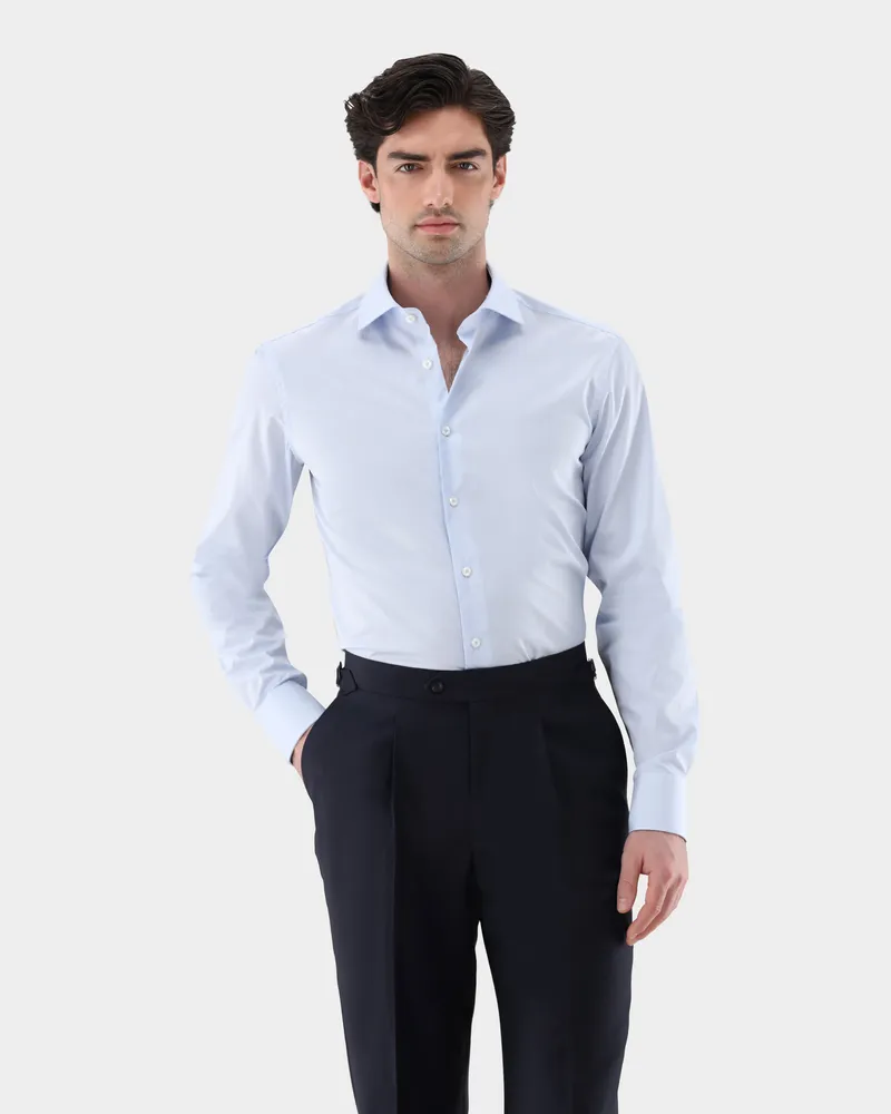 van Laack Hemd mit Extralangem Arm Bügelfrei und mit Haifischkragen Blau