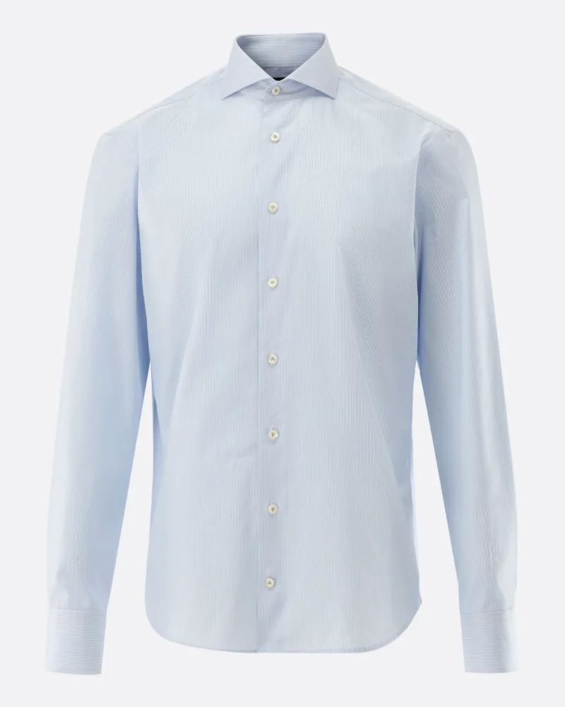 van Laack Hemd mit Extralangem Arm Bügelfrei und mit Haifischkragen Blau