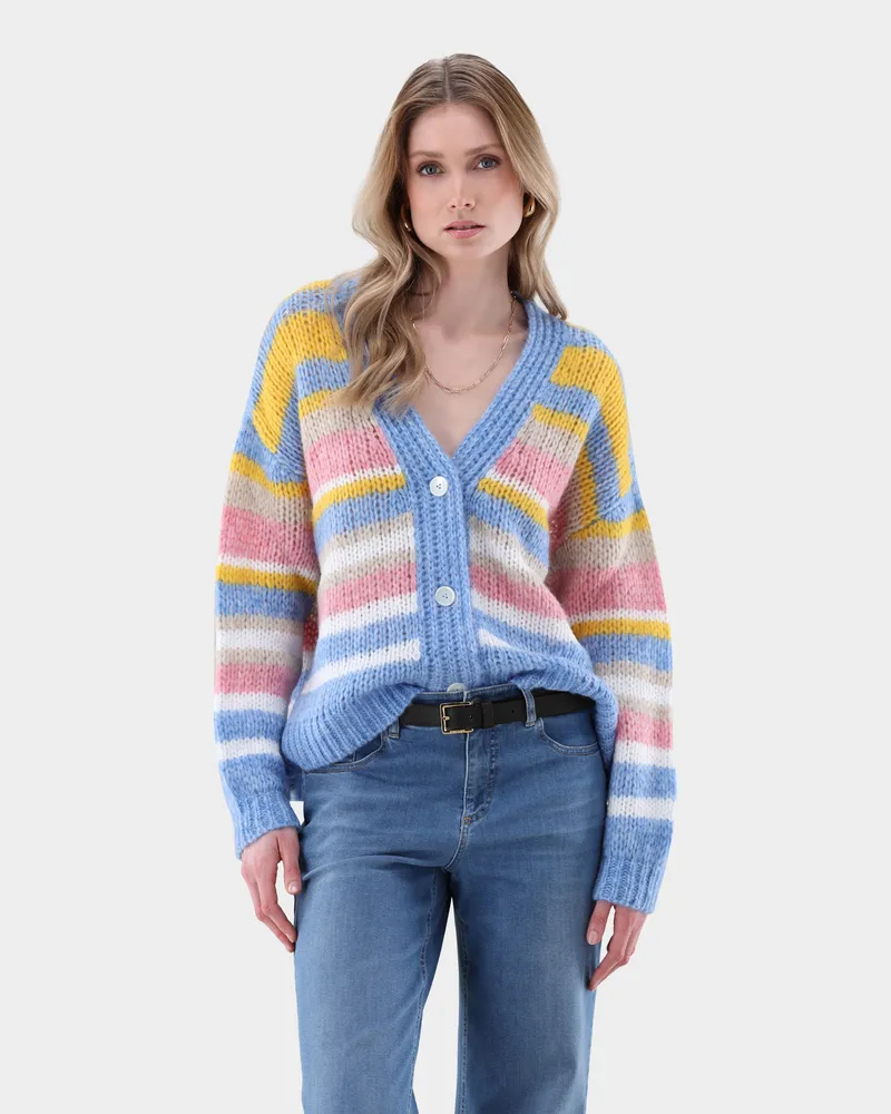 van Laack Strickjacke bunt mit lockerer Passform Grün