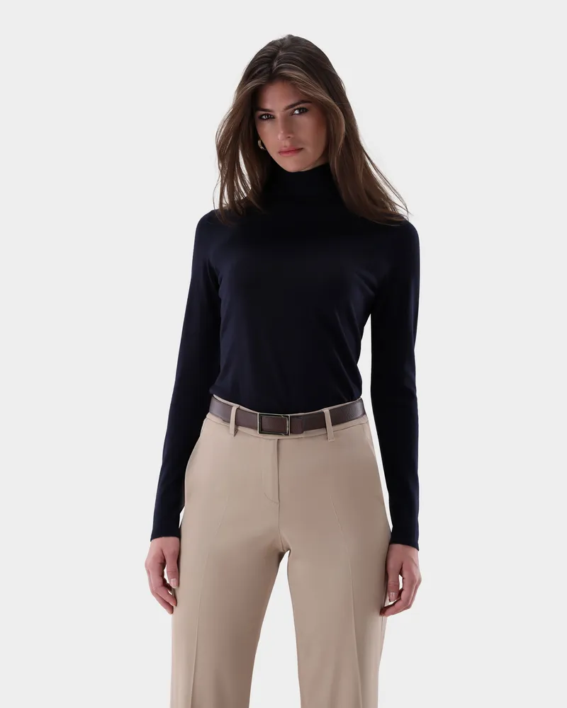 van Laack Rollkragenpullover aus Ultrafeiner Merinowolle Blau