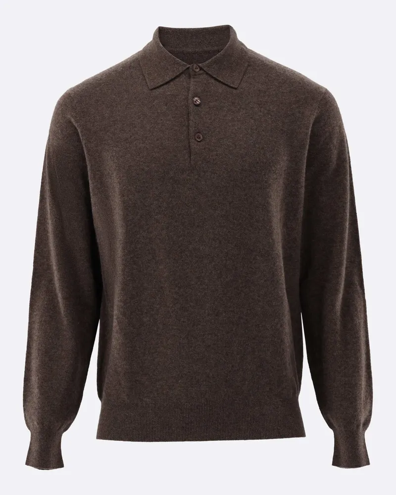 van Laack Strick-Poloshirt aus Kaschmir Beige