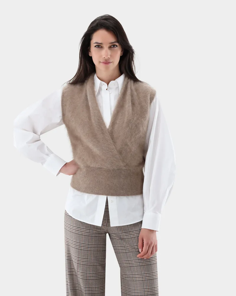 van Laack Pullunder aus gebürstetem Kaschmir Beige