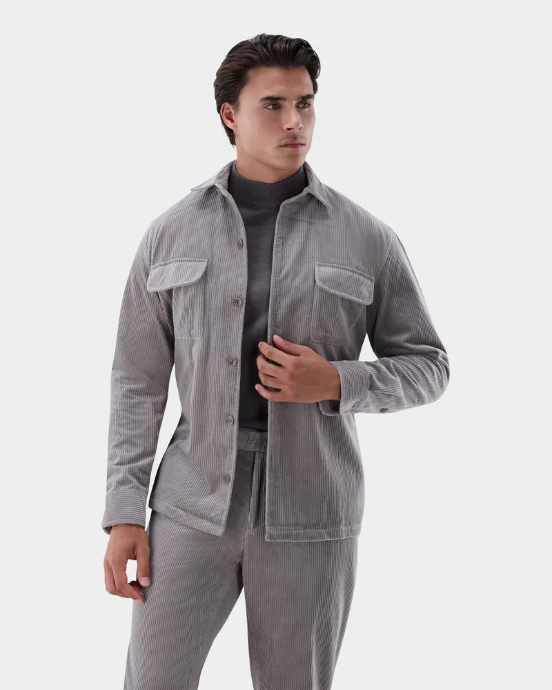 van Laack Overshirt aus weichem Breitcord Grau