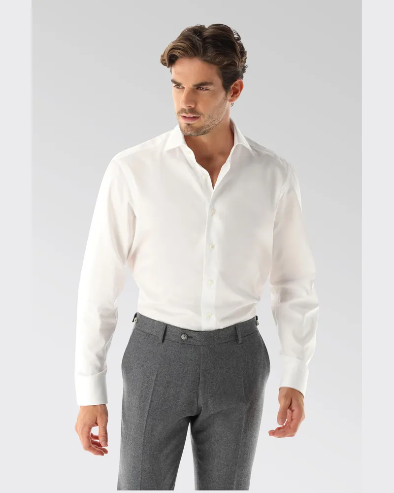 van Laack Businesshemd aus Baumwoll-Dobby Tailor Fit Weiß