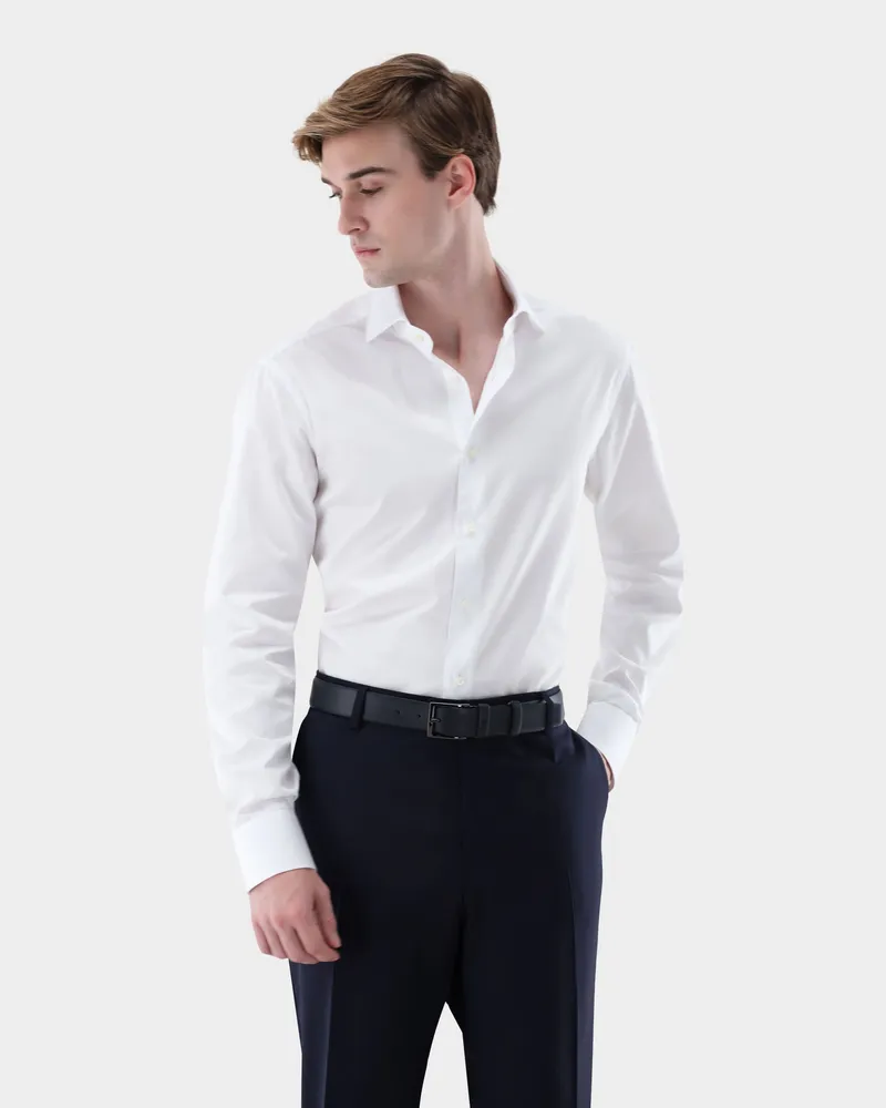 van Laack Businesshemd aus Baumwoll-Dobby Tailor Fit Weiß