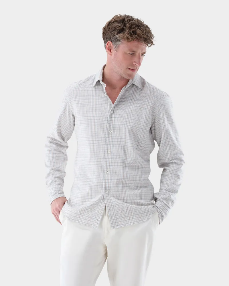 van Laack Flanellhemd kariert Tailor Fit Beige