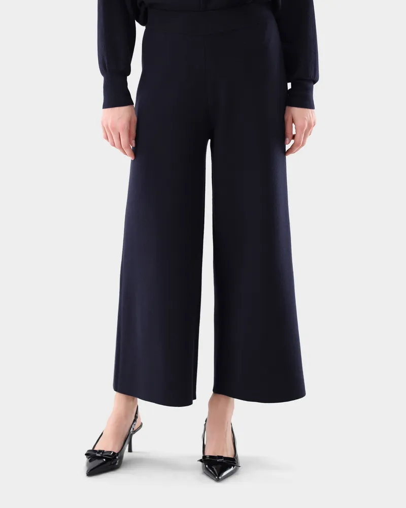 van Laack Strickhose mit ausgestelltem Bein Blau