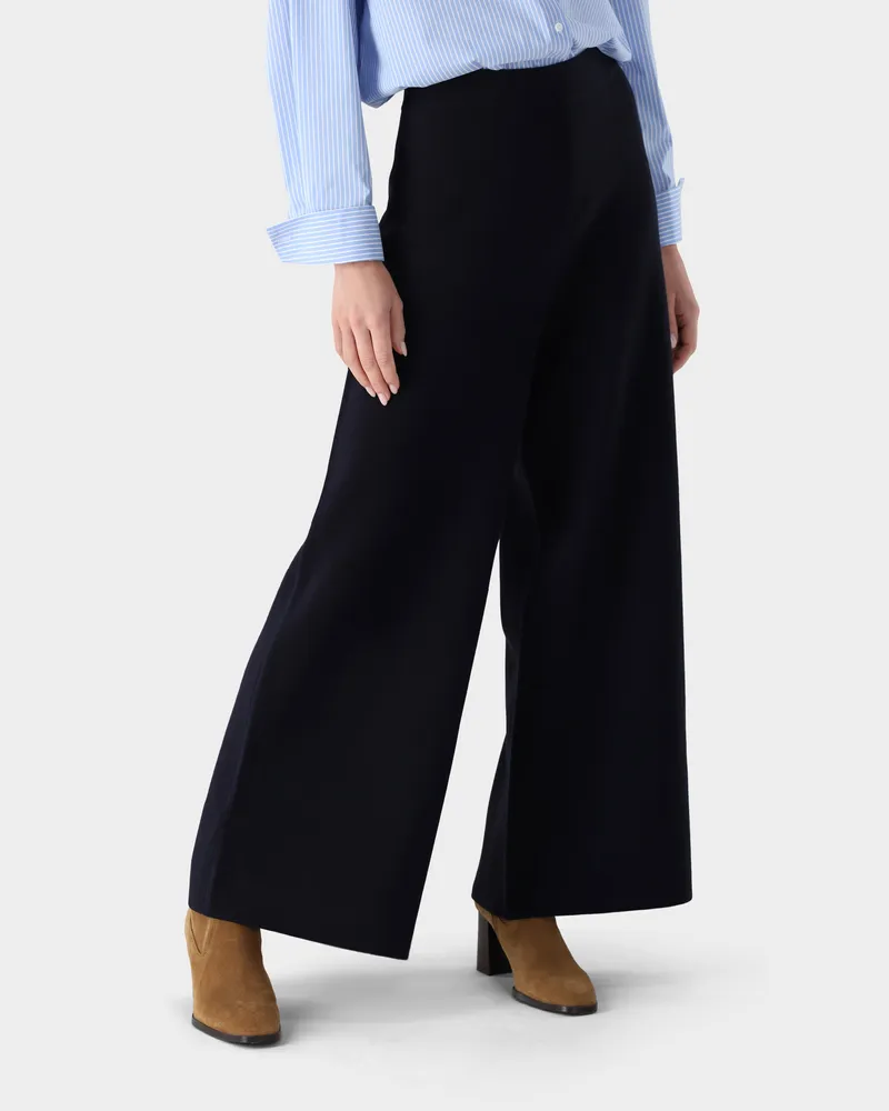 van Laack Strickhose aus ultrafeiner Merinowolle Blau