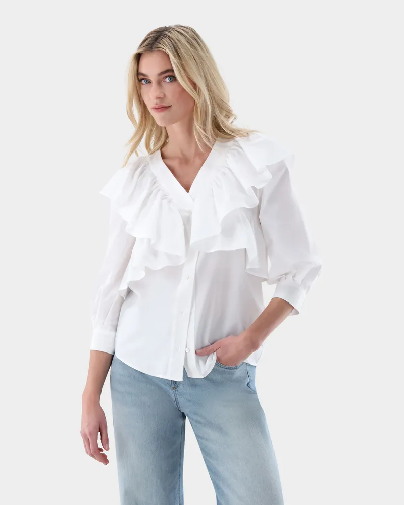 van Laack Bluse mit Rüschen Weiß