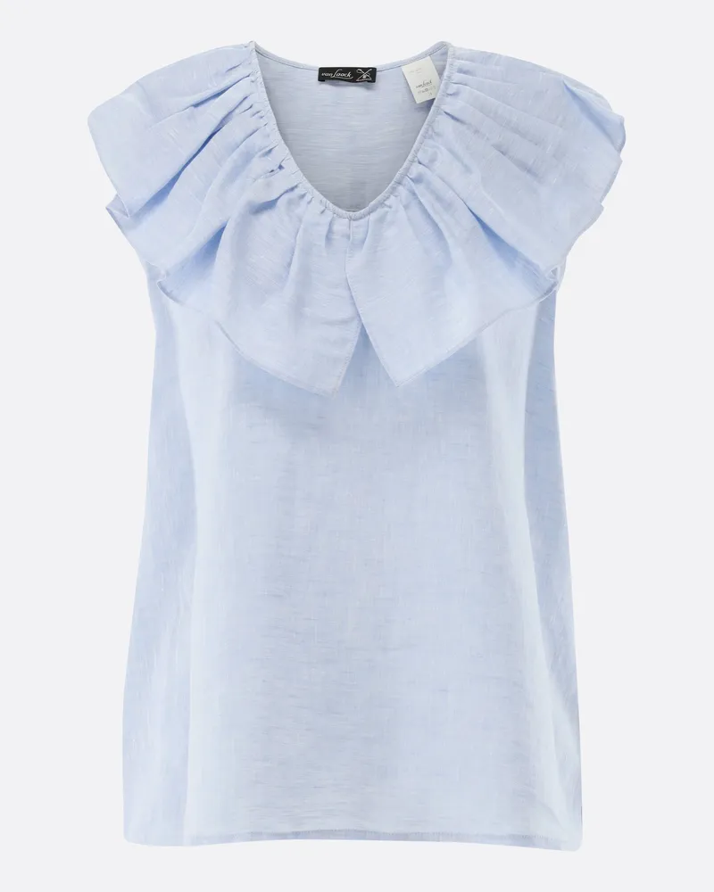 van Laack Ärmellose Bluse mit Rüschen aus Leinen Blau