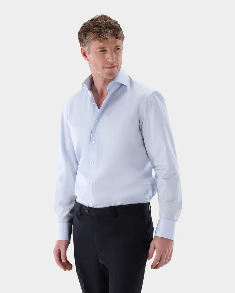 van Laack Businesshemd gestreift aus Twill Tailor Fit Blau