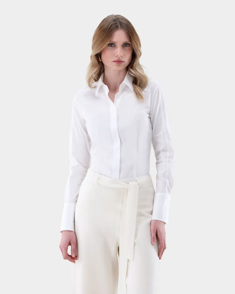 van Laack Hemdbluse mit Stretch Slim Fit Weiß